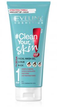#Clean Your Skin 3 in 1 - Gesichtswaschgel + Scrub + Maske, 200 ml